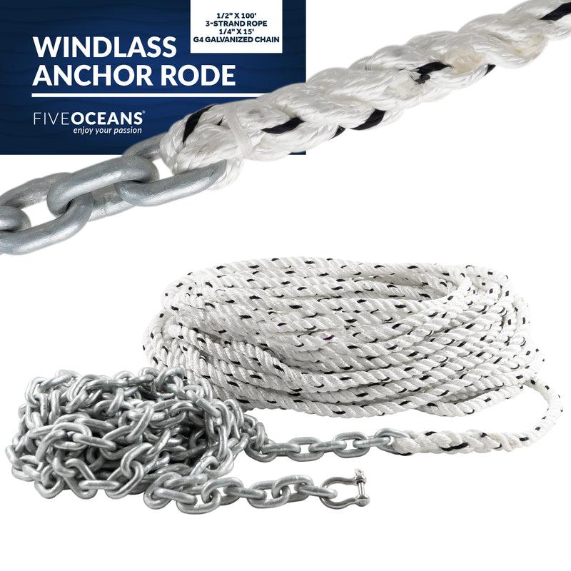 Calibrated Chain with Nylon Three Strand Rope for Windlass w/Hot Dipped  Galvanized HT G4 Chain