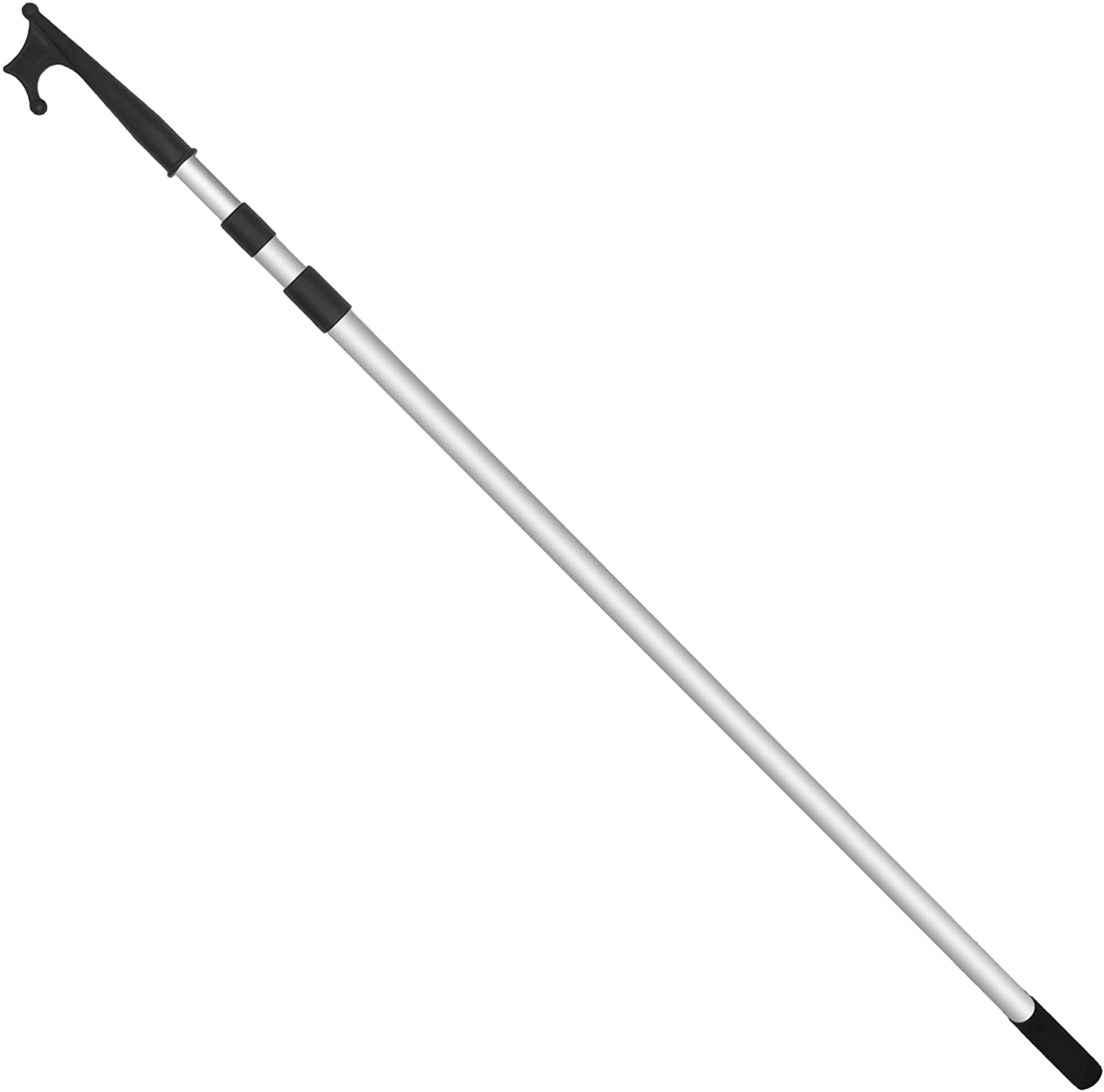 Telescoping Aluminum Boat Hook, Extends from 4-1/2 ft / 56 in (142cm) to 12  ft / 144 in (366cm), Anodized Aluminum shaft