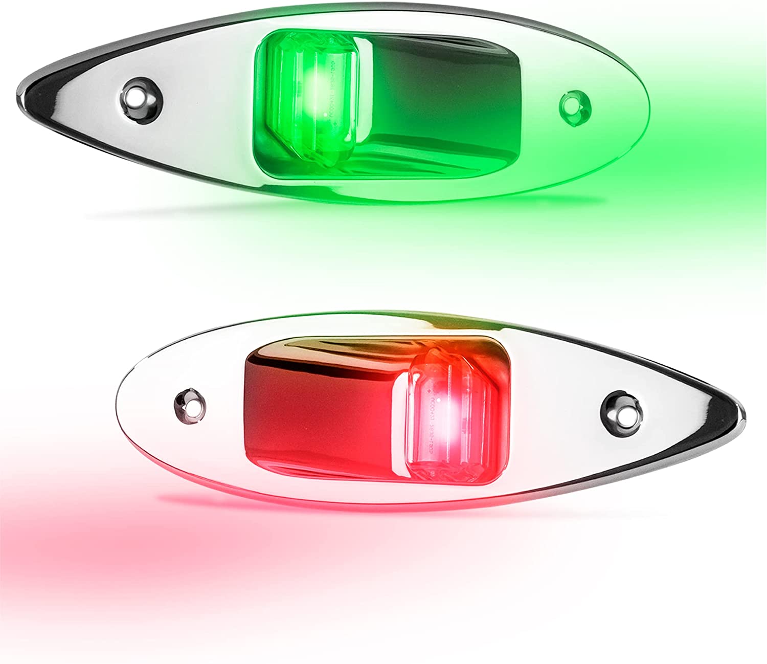 Vertical Mount LED Navigation Side Lights, Starboard (Green) and Port  (Red), AISI304 Stainless Steel, 12 Volts, Visibility 2 NM