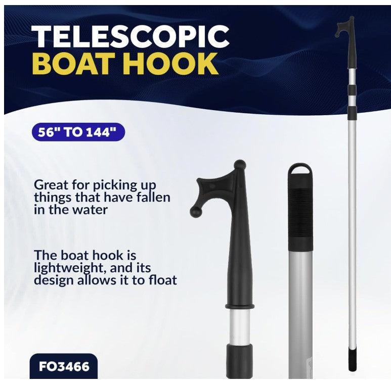 Telescoping Aluminum Boat Hook, 4.6 to 12FT, Twist-Lock, Non-Slip Grip | Canadian Marine & Outdoor Equipment