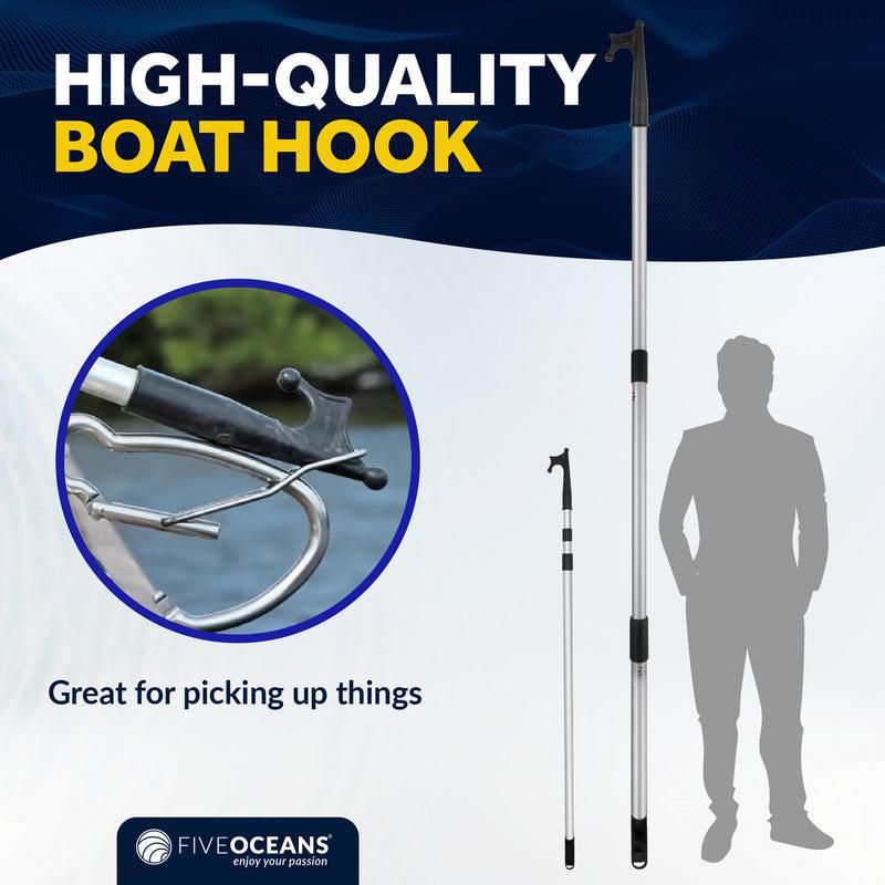 Telescoping Aluminum Boat Hook, 4.6 to 12FT, Twist-Lock, Non-Slip Grip | Canadian Marine & Outdoor Equipment