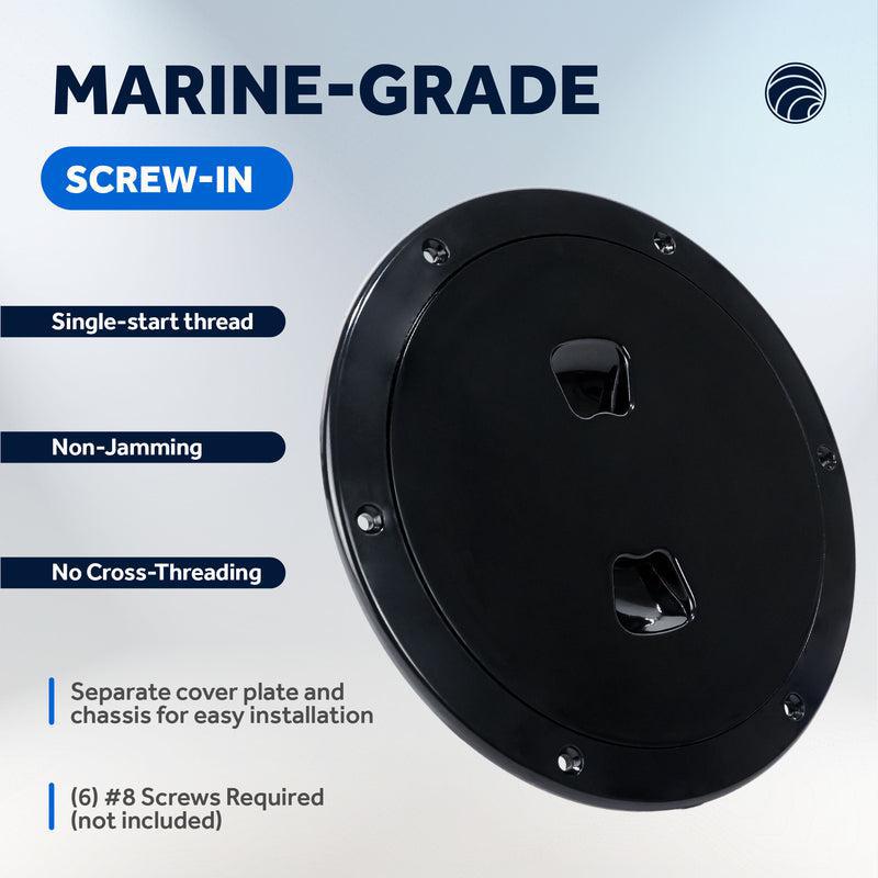 5" Round Boat Deck Plate – Watertight, Black ABS Plastic | Five Oceans | Canadian Marine & Outdoor Equipment