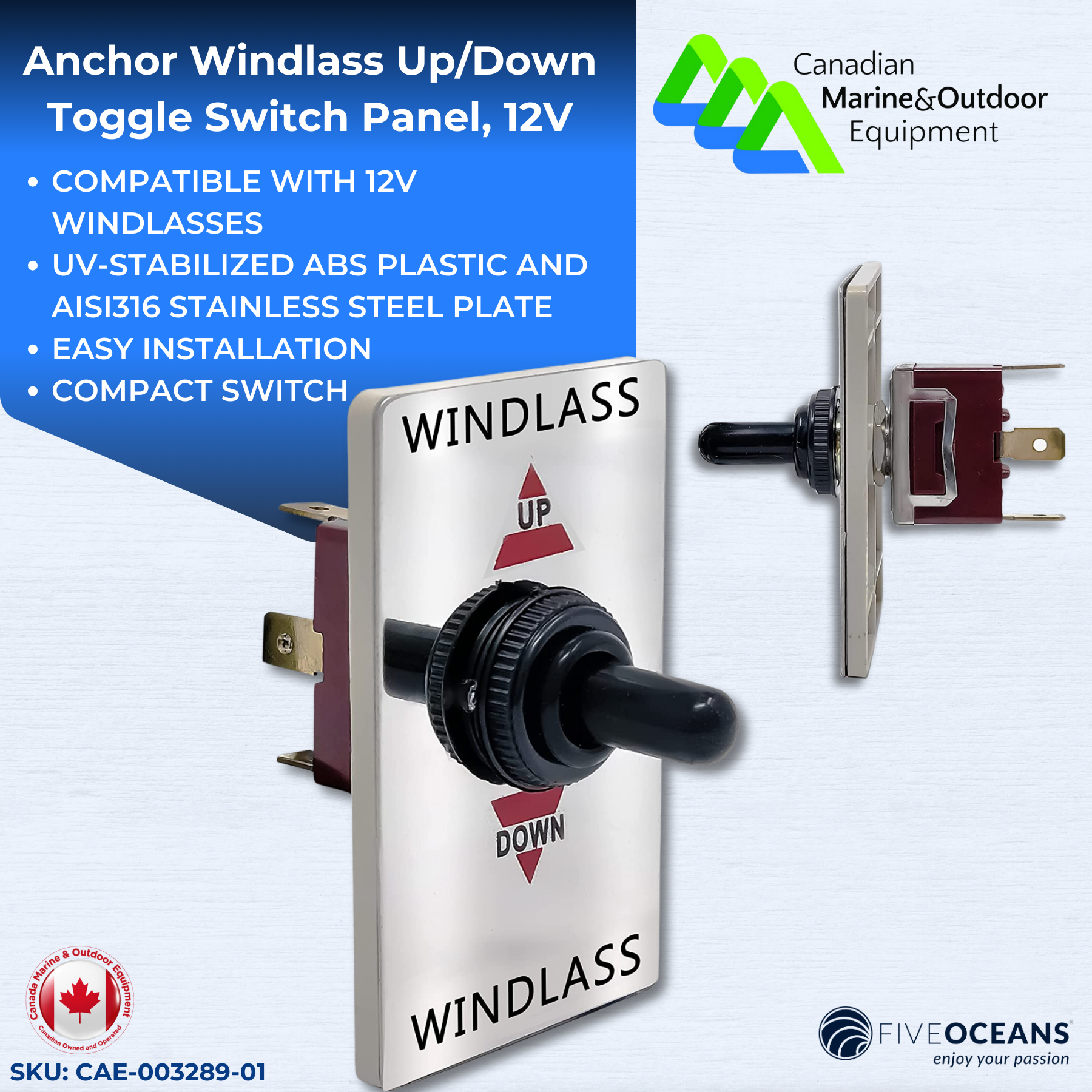 Anchor Windlass Up/Down Toggle Switch Panel, 12V | Five Oceans | Canadian Marine & Outdoor Equipment