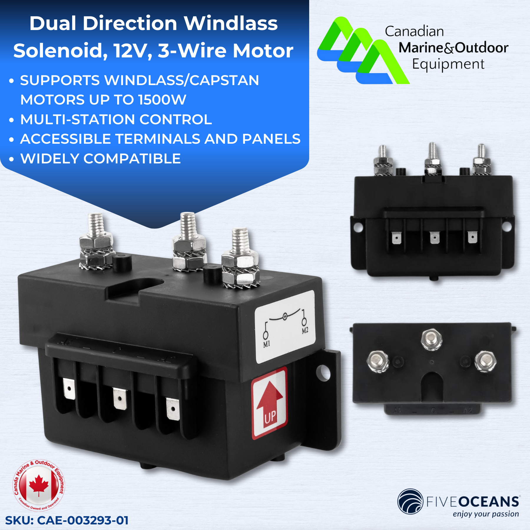 Dual Direction Windlass Solenoid, 12V, 3-Wire, 1500W – Five Oceans | Canadian Marine & Outdoor Equipment