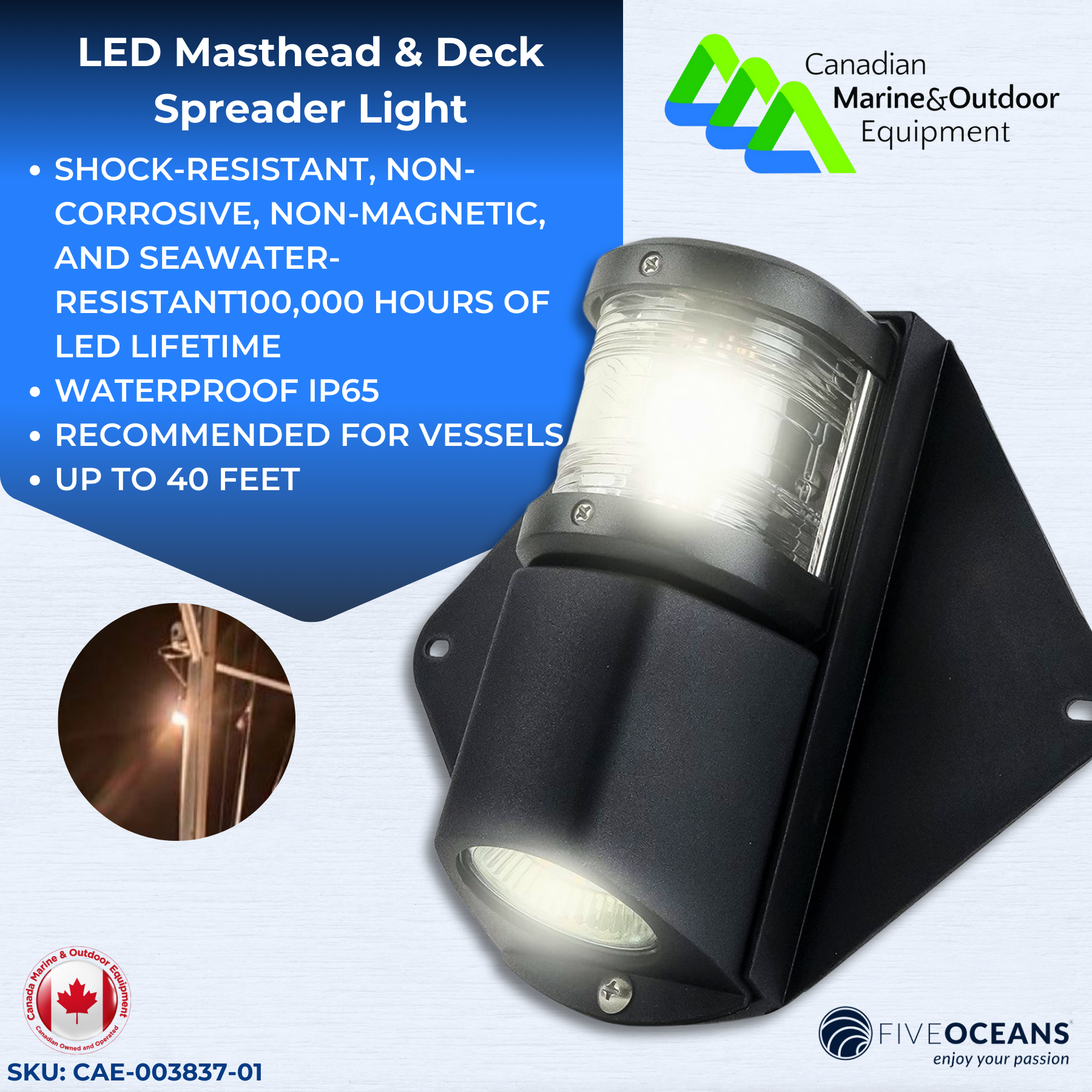 LED Masthead & Deck Spreader Light - Five Oceans | Canadian Marine & Outdoor Equipment