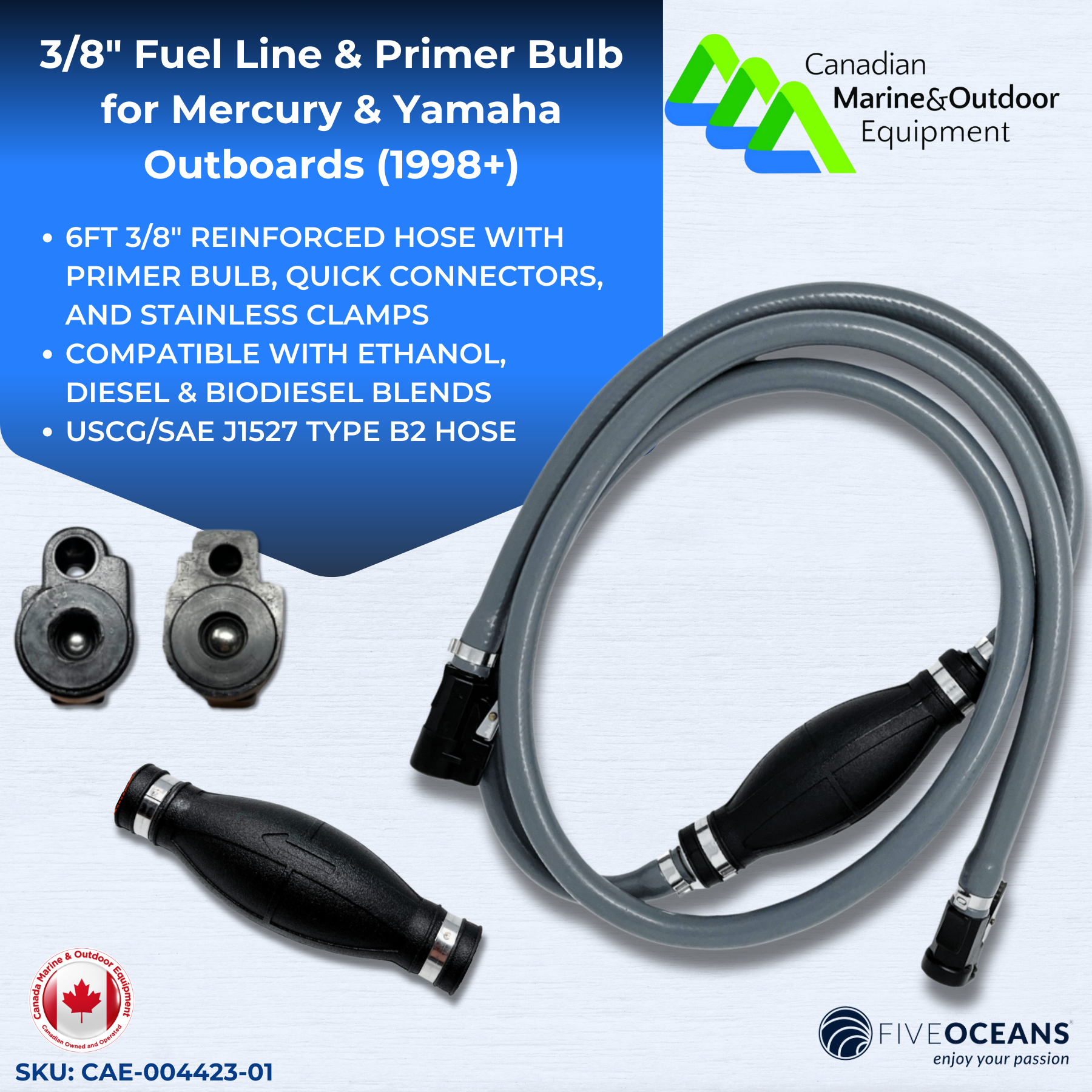 3/8" Mercury & Yamaha Reinforced Fuel Line with Primer Bulb Assembly | Canadian Marine & Outdoor Equipment