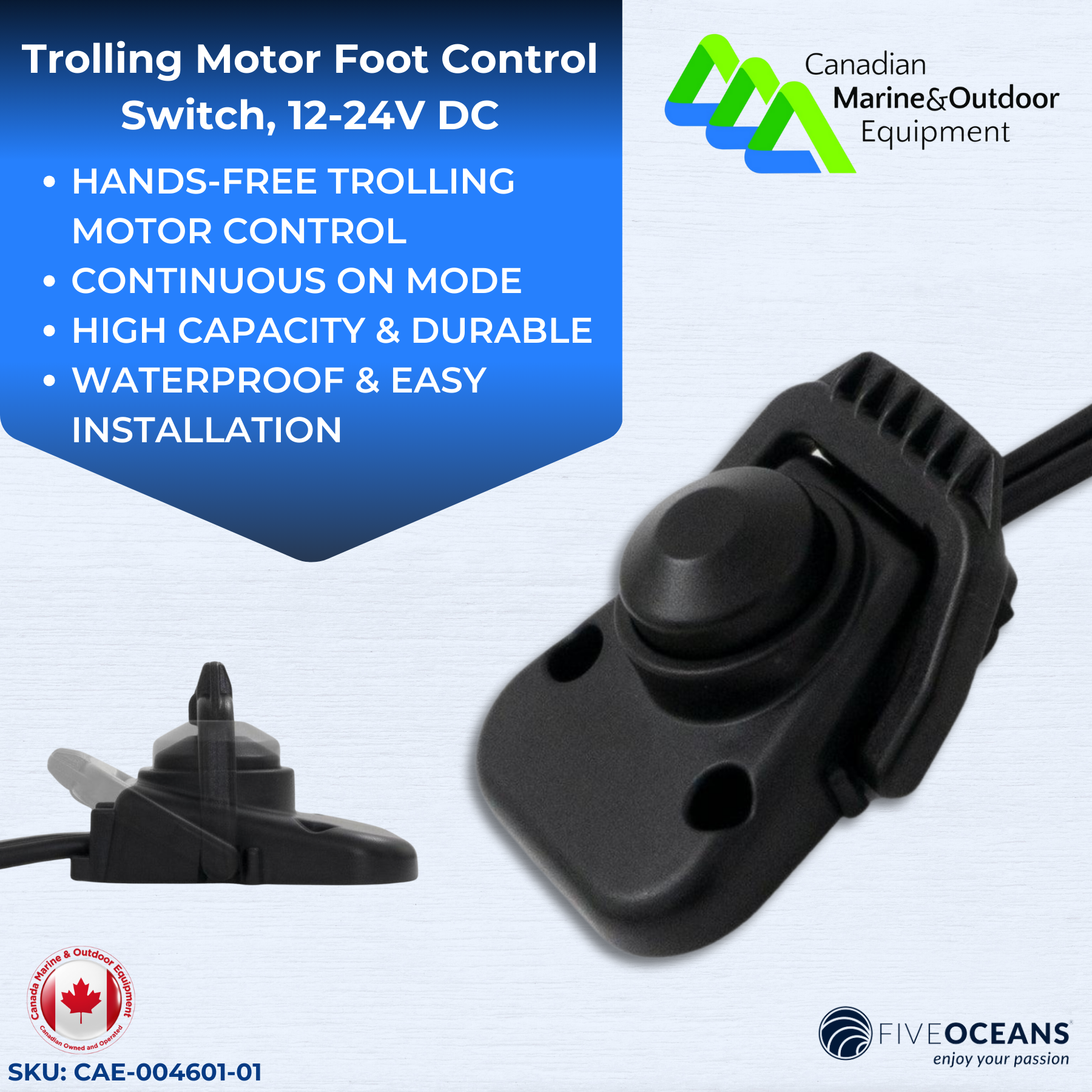 Trolling Motor Foot Control Switch, 12-24V DC | Five Oceans | Canadian Marine & Outdoor Equipment