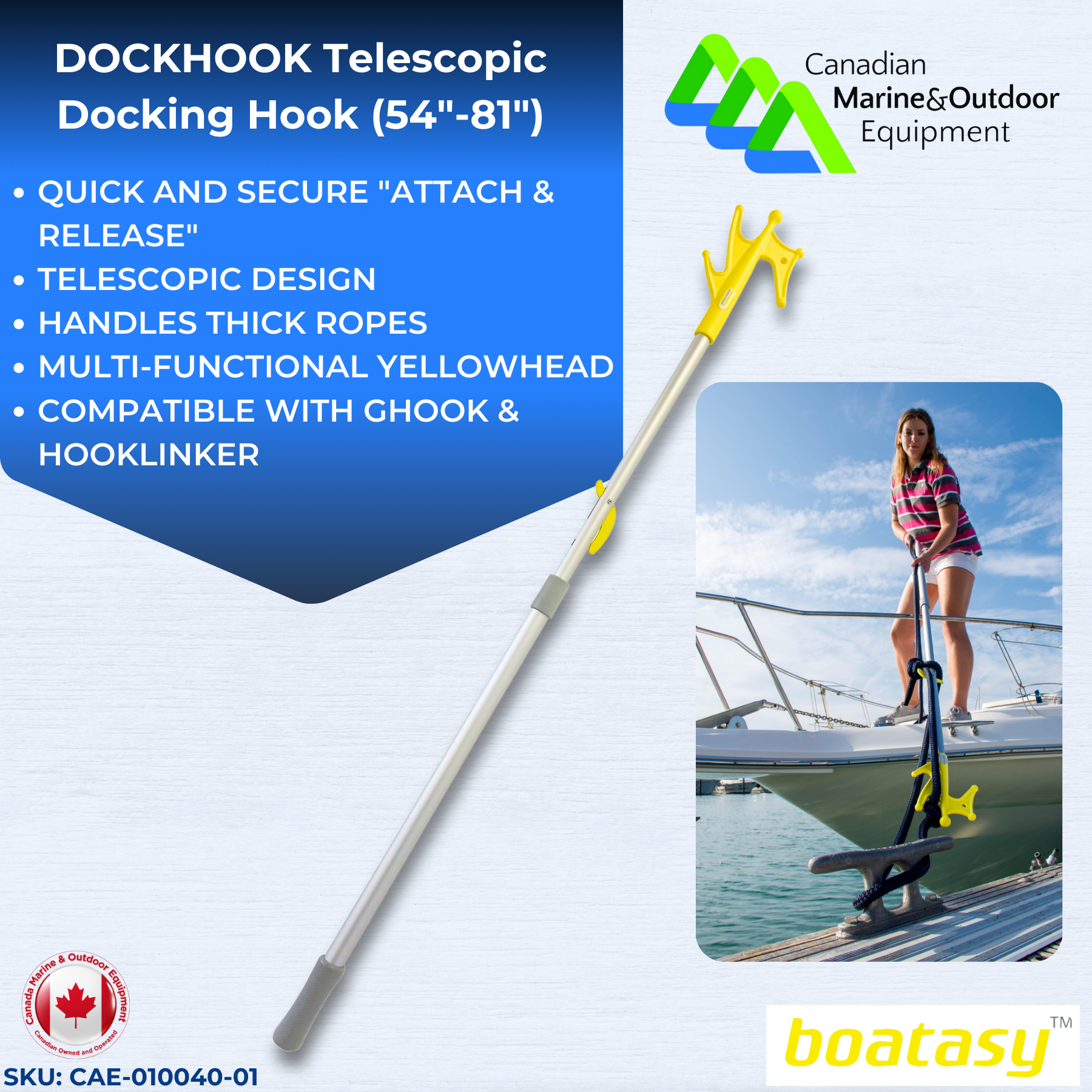 DOCKHOOK Telescopic Docking Hook (54"-81") - BOATASY | Canadian Marine & Outdoor Equipment