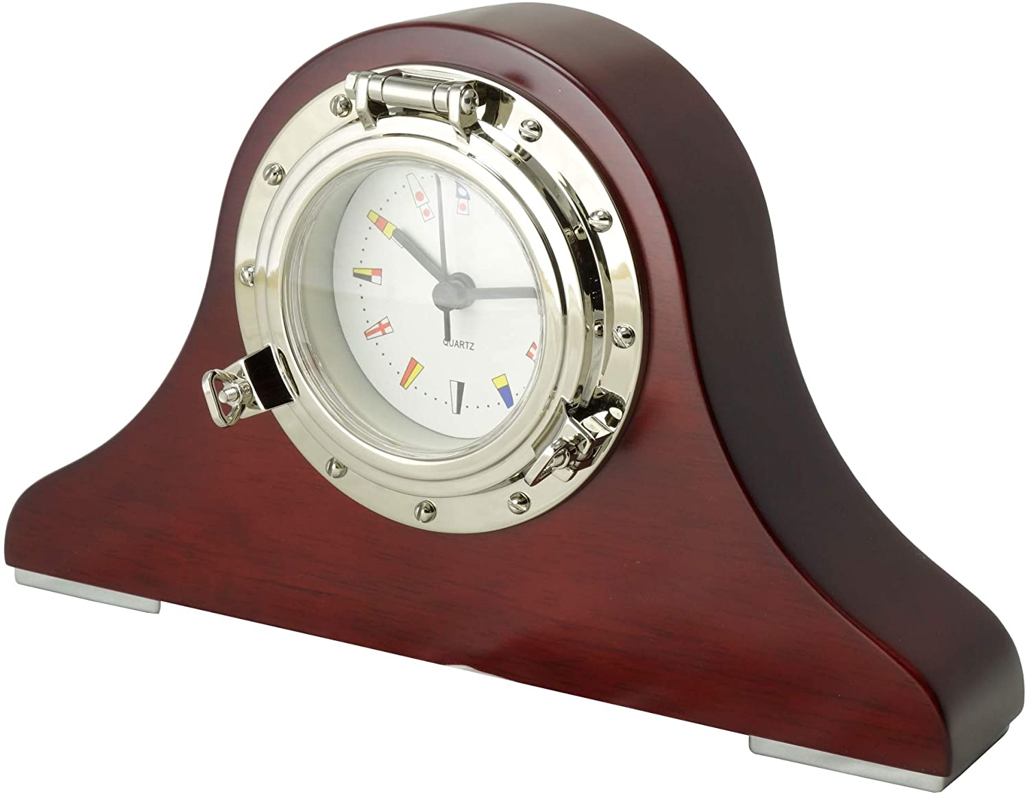 Chrome Polished Porthole Desk Quartz Clock - Five Oceans-Canadian Marine &amp; Outdoor Equipment