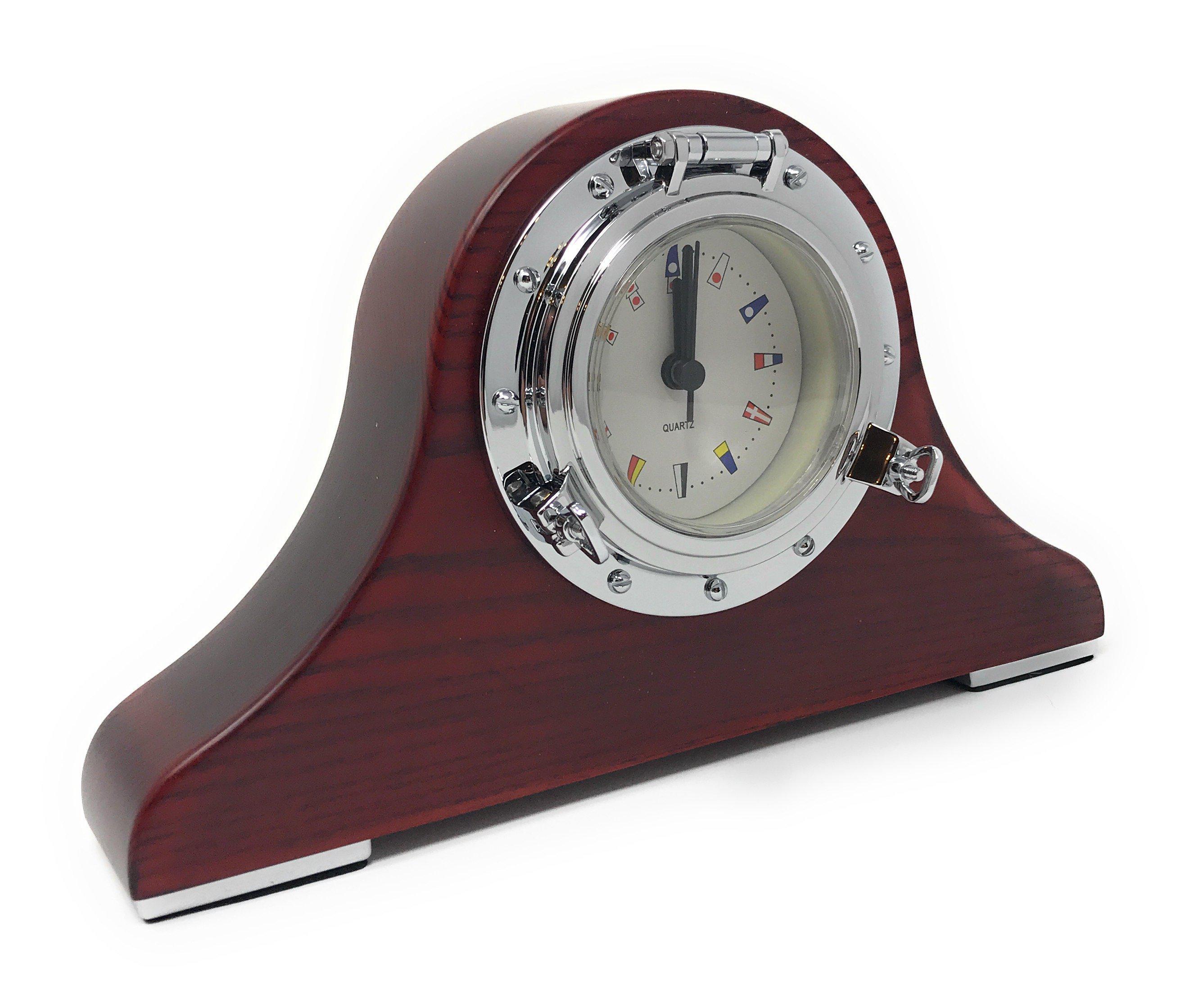 Chrome Polished Porthole Desk Quartz Clock - Five Oceans-Canadian Marine &amp; Outdoor Equipment