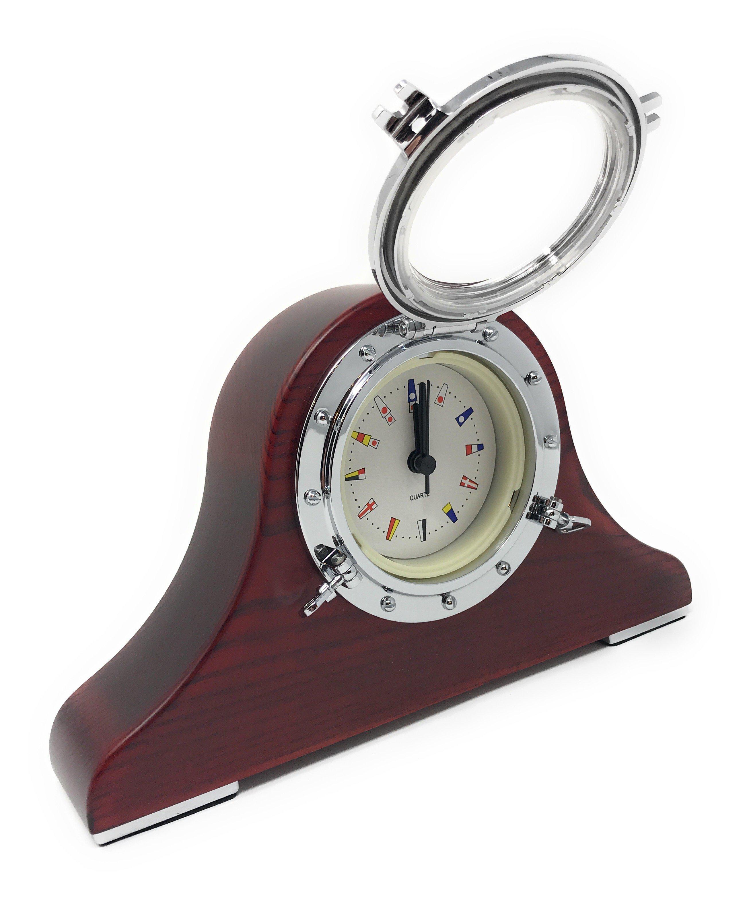 Chrome Polished Porthole Desk Quartz Clock - Five Oceans-Canadian Marine &amp; Outdoor Equipment