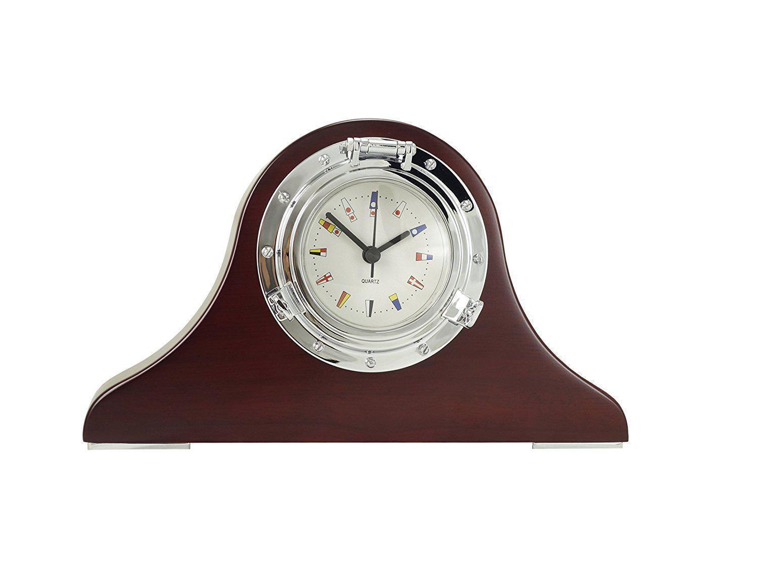 Chrome Polished Porthole Desk Quartz Clock - Five Oceans-Canadian Marine &amp; Outdoor Equipment